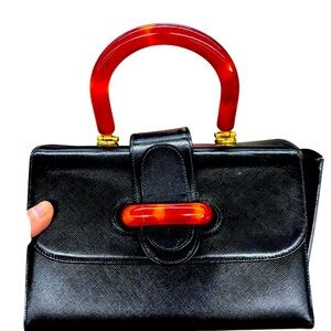 Vintage leather and  resin satchel